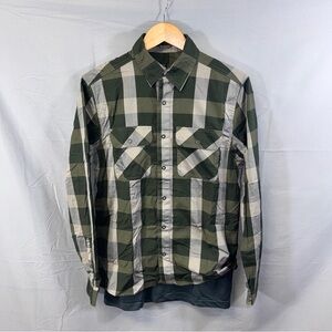 Vertx Shirt Mens Medium Green Gray Plaid Snap Front Tactical WeaponGuard Stretch
